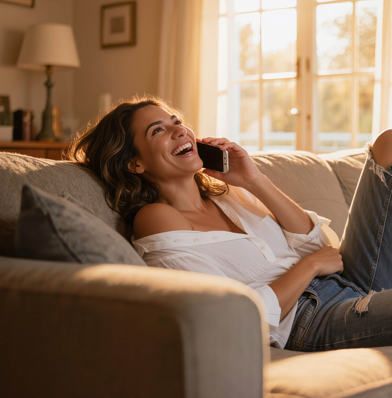Woman talking on phone